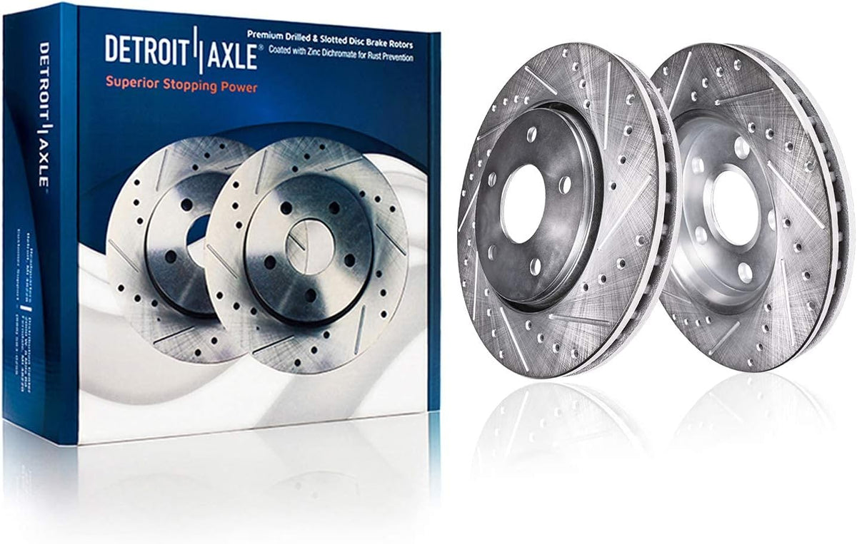 Front Drilled & Slotted Rotors + Brake Pads 6pc Set L4559