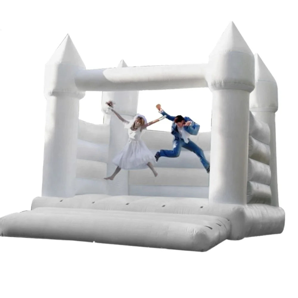 Inflatable White Bounce House with Air Blower 13*10*10ft Z18002