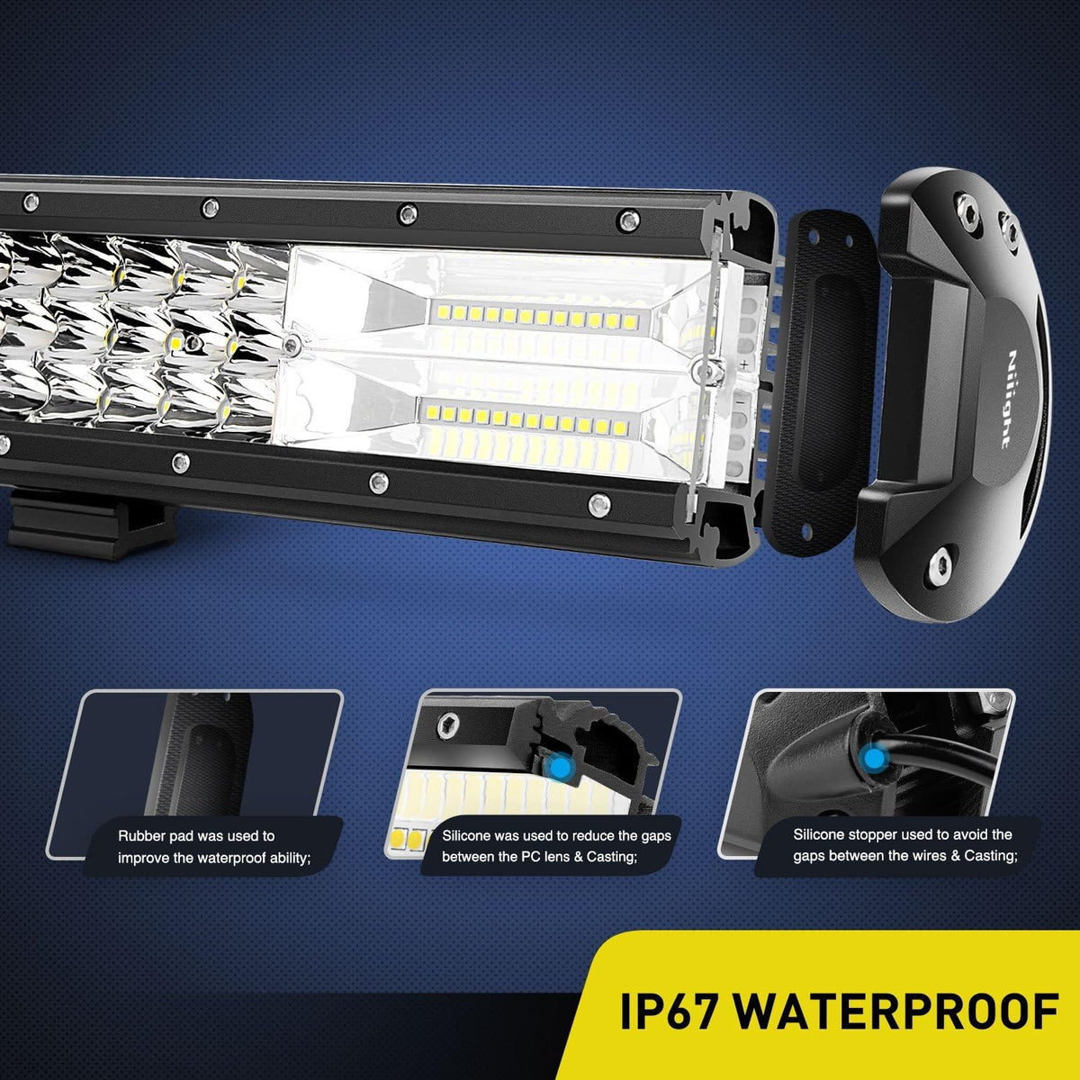 37Inch Triple Row LED Light Bar 468W Flood Spot Combo 46800LM Off-Road Lights Pack of 2 A89466