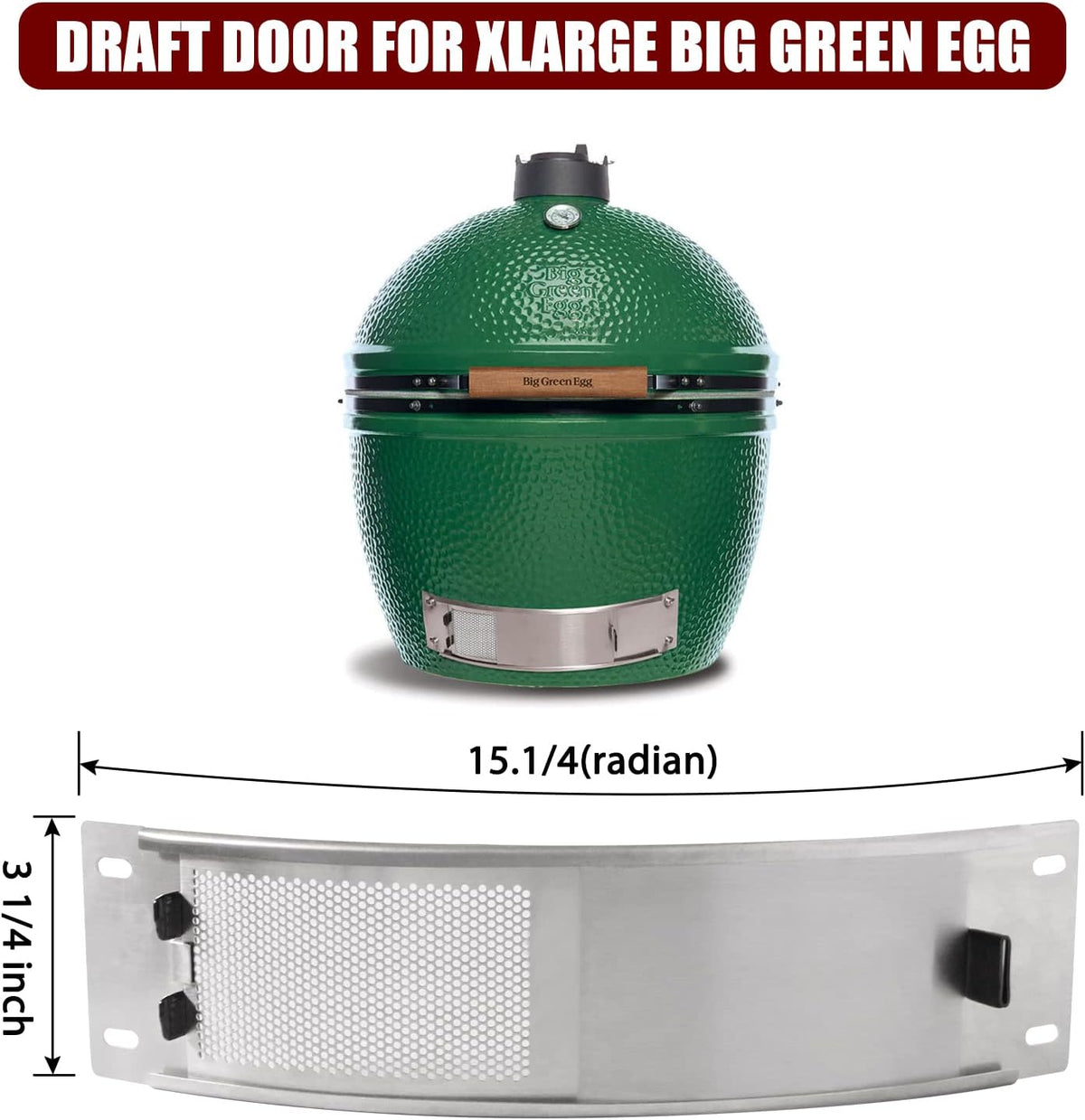 Green Egg Replacement Draft Door Screen Kit with Stainless Steel Bottom Vent G3840