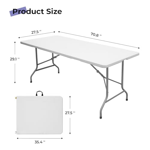 6ft Heavy Duty Plastic Folding Table M5152
