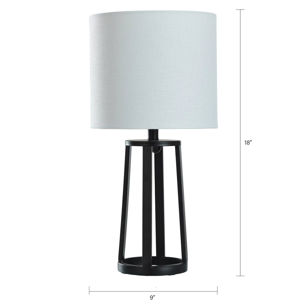 Matte Black Table Lamp with Drum Shade B1400