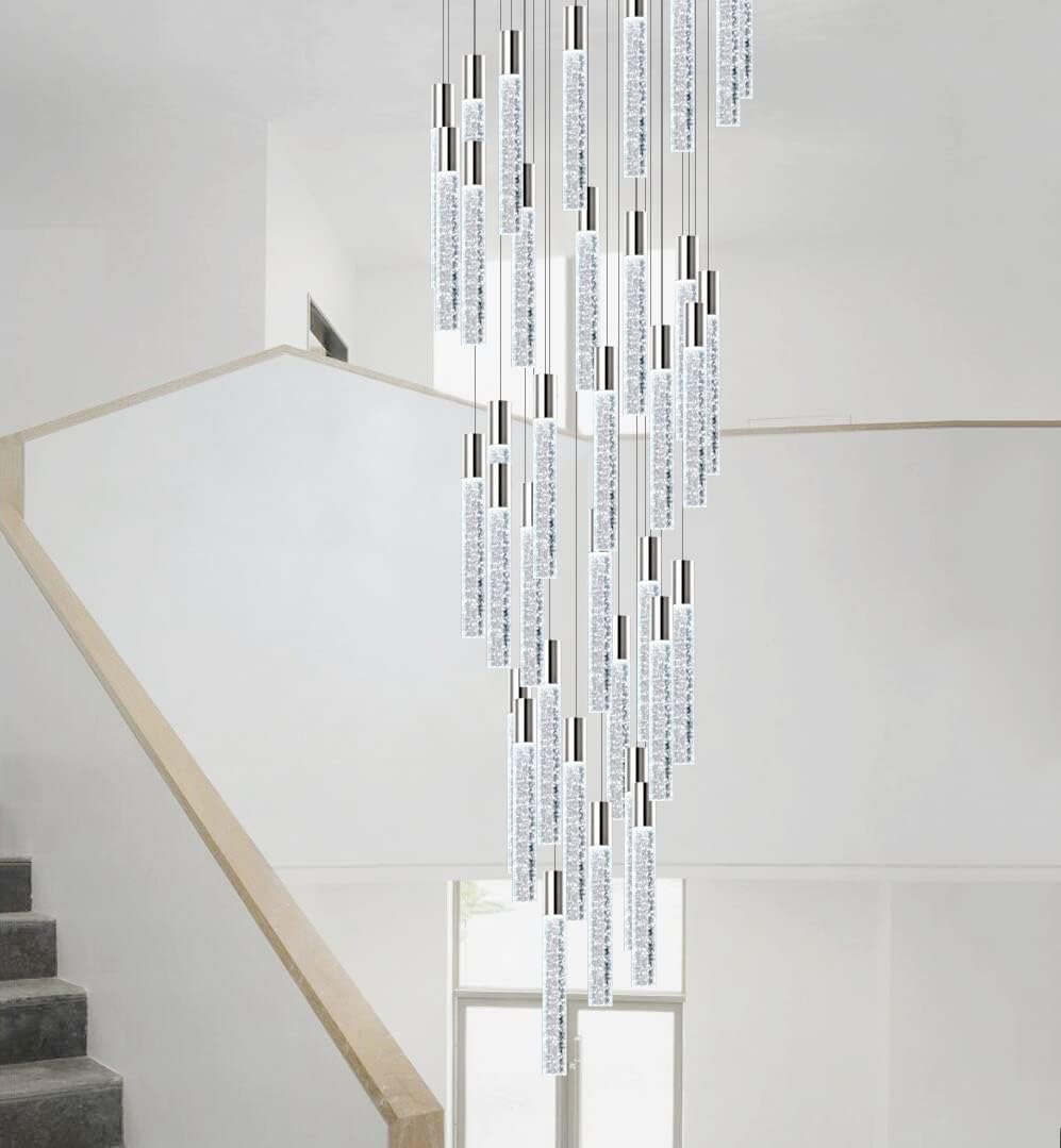24-Lights Silver Chrome Modern Dimmable Crystal Chandelier A200268