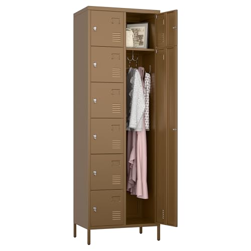 72" H Metal Storage Lockers with Doors and Rod, 7+1 Doors, Camel P2286