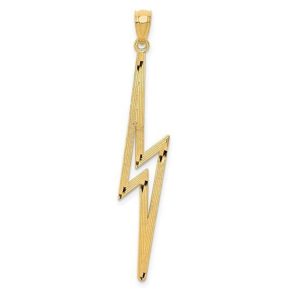 14k Yellow Gold Polished Diamond-Cut Lightning Bolt Pendant D963