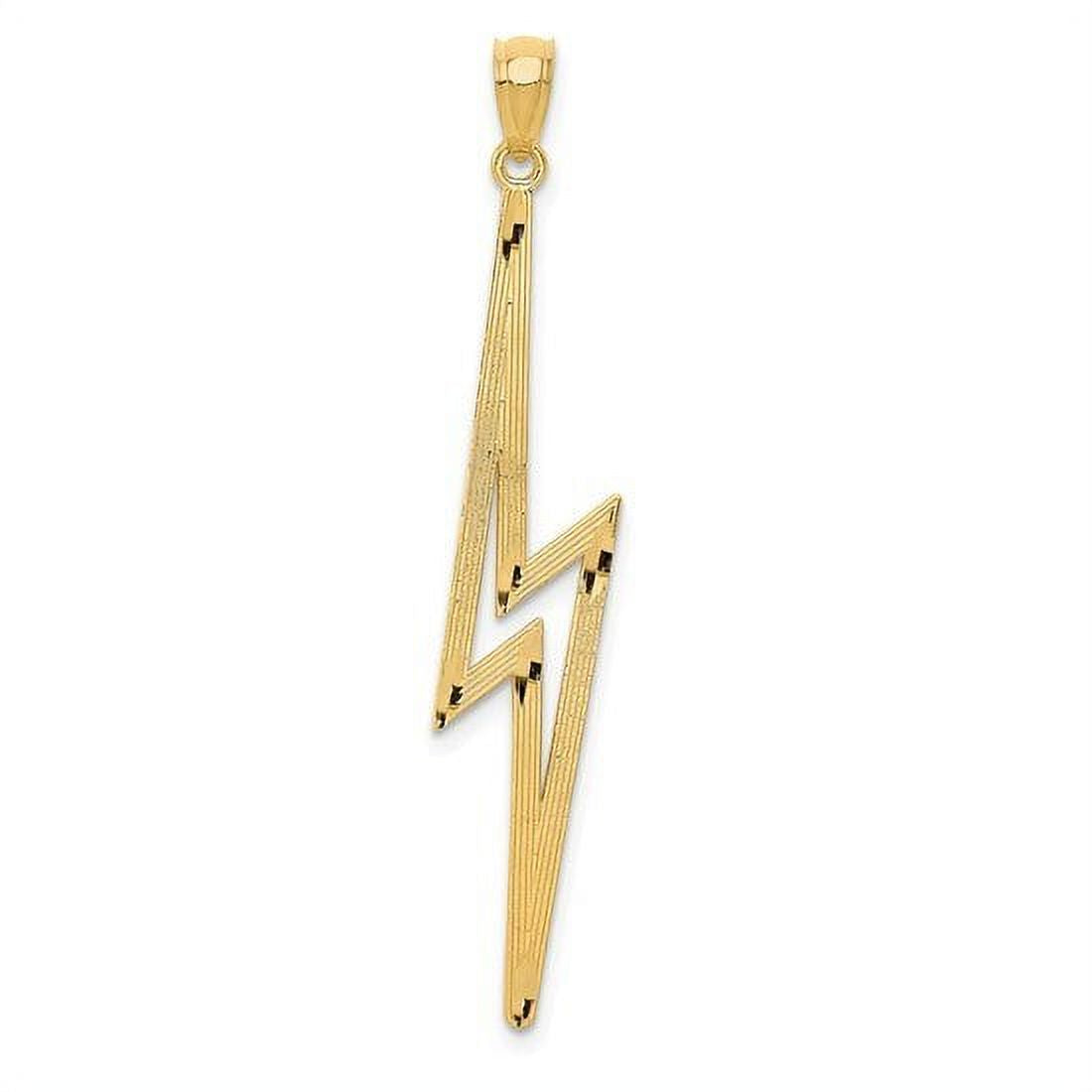 14k Yellow Gold Polished Diamond-Cut Lightning Bolt Pendant D963