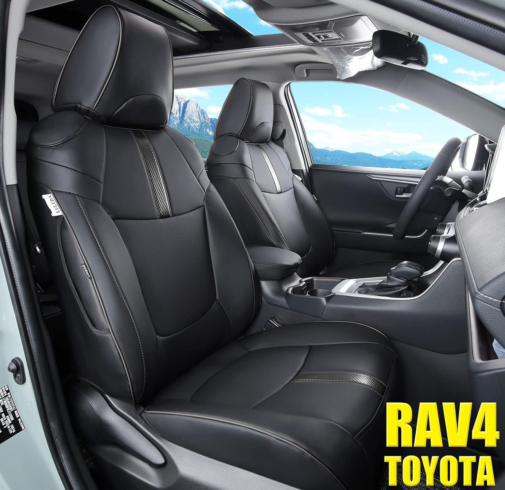 Wine Red Waterproof Faux Leather Seat Covers Full Set for Toyota RAV4 2019 2020 2021 B25297