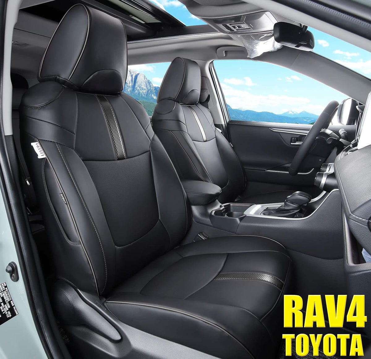 Wine Red Waterproof Faux Leather Seat Covers Full Set for Toyota RAV4 2019 2020 2021 B25297