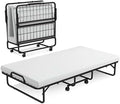 Folding Bed with 4 Mattress Twin Size Metal Frame Memory Foam K425363