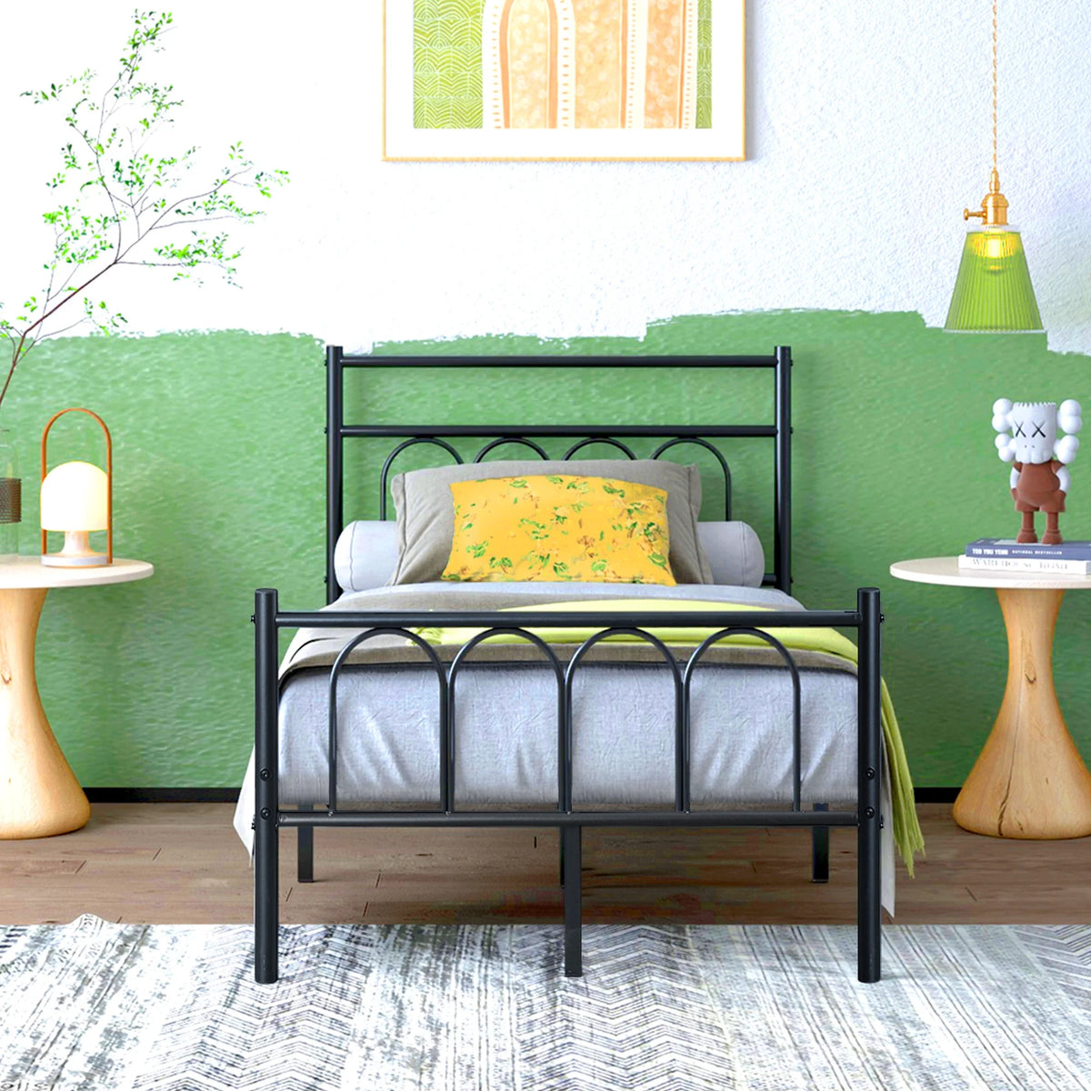Twin Metal Bed Frame with Headboard and Under Bed Storage P612584