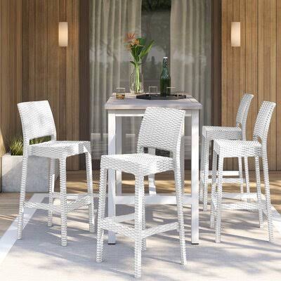 Patio Bar Stool (Set of 2) White A7809