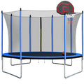 Blue 10FT Trampoline with Basketball Hoop and Ladder J254
