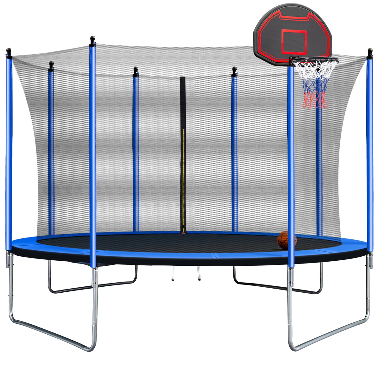 Blue 10FT Trampoline with Basketball Hoop and Ladder J254