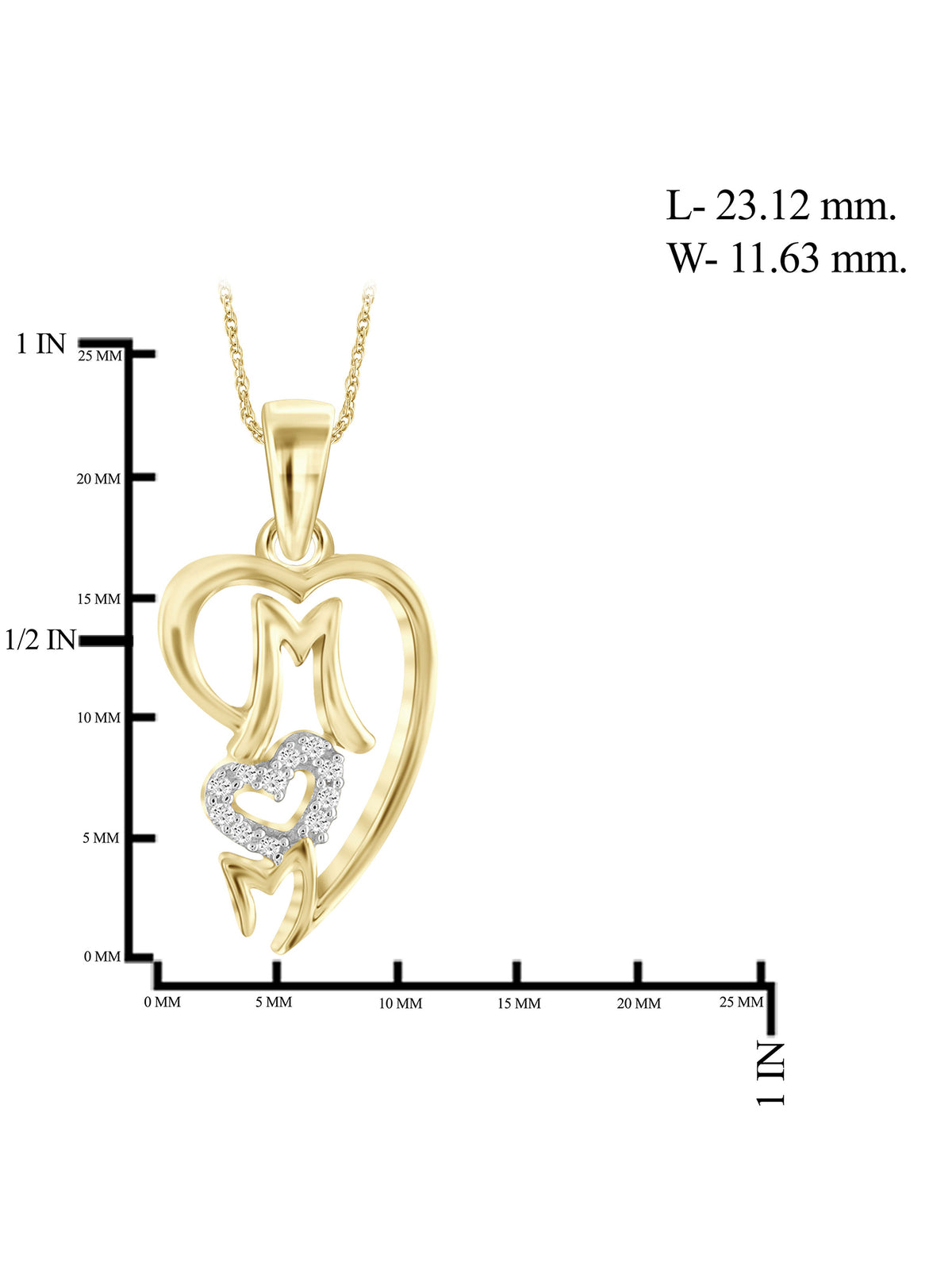14K Gold Plated Silver Mother Daughter Necklace with White Diamonds O827