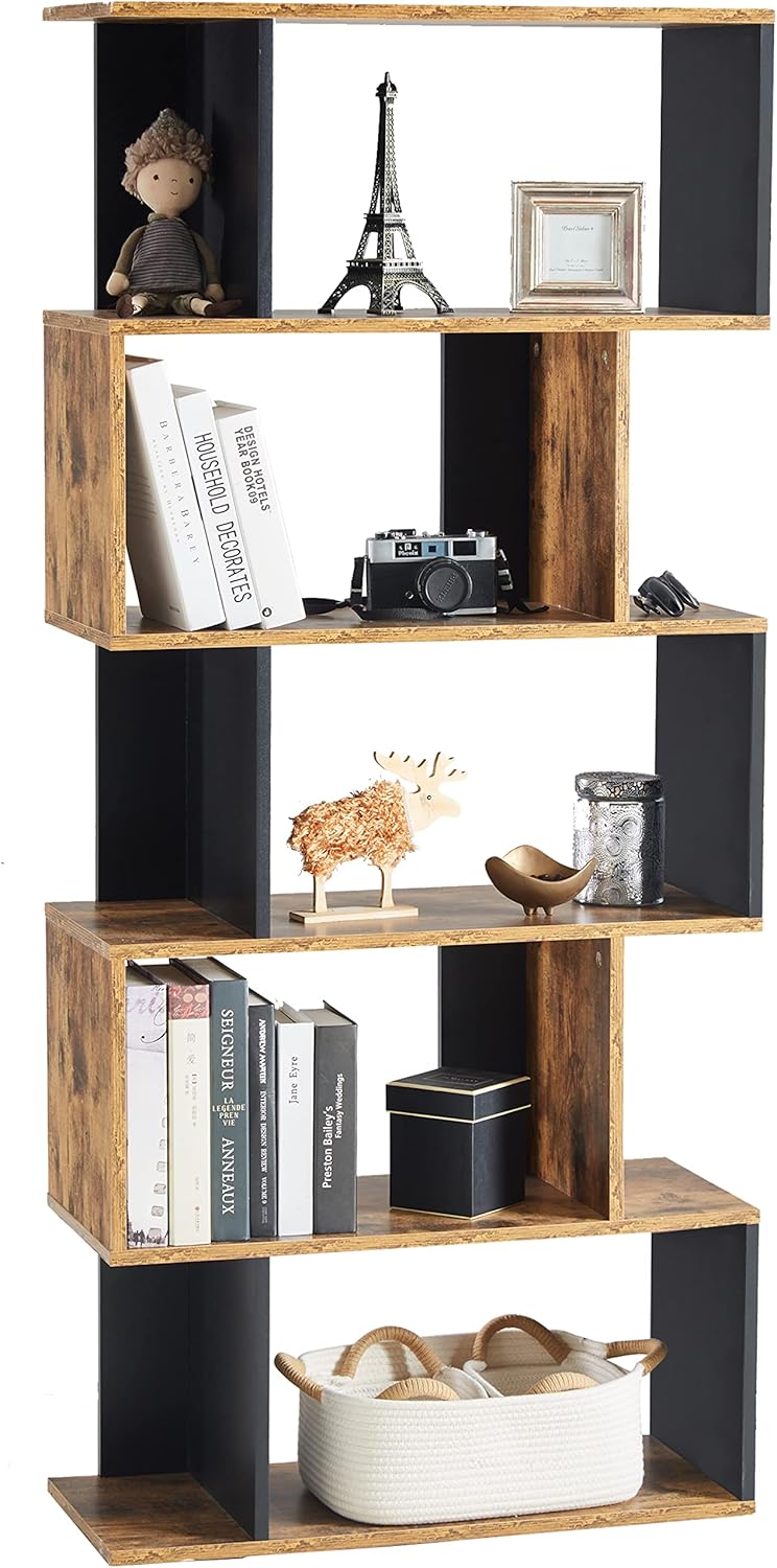 5-Tier Geometric Wooden Bookshelf U747