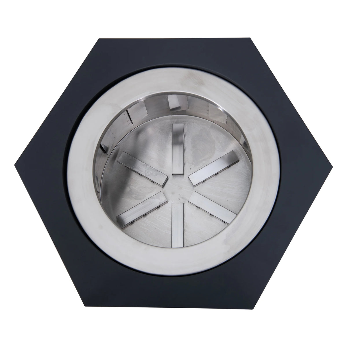 Black Hexagonal Smokeless Fire Pit with PVC Cover and Fire Poker I920684