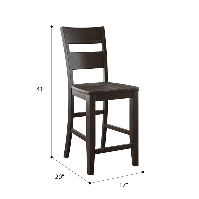 Solid Wood Bar Stool in Brown Set of Two C180