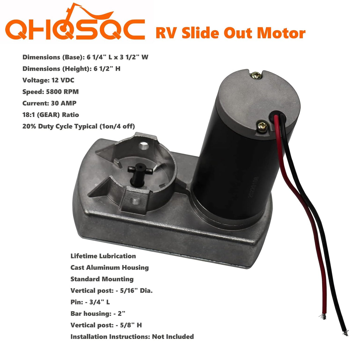 RV Slide Out Motor 30 Amp 12 Volt 5800 RPM C2351