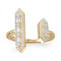 14k Gold Plated 925 Sterling Silver CZ Double Bar Ring Band P63884