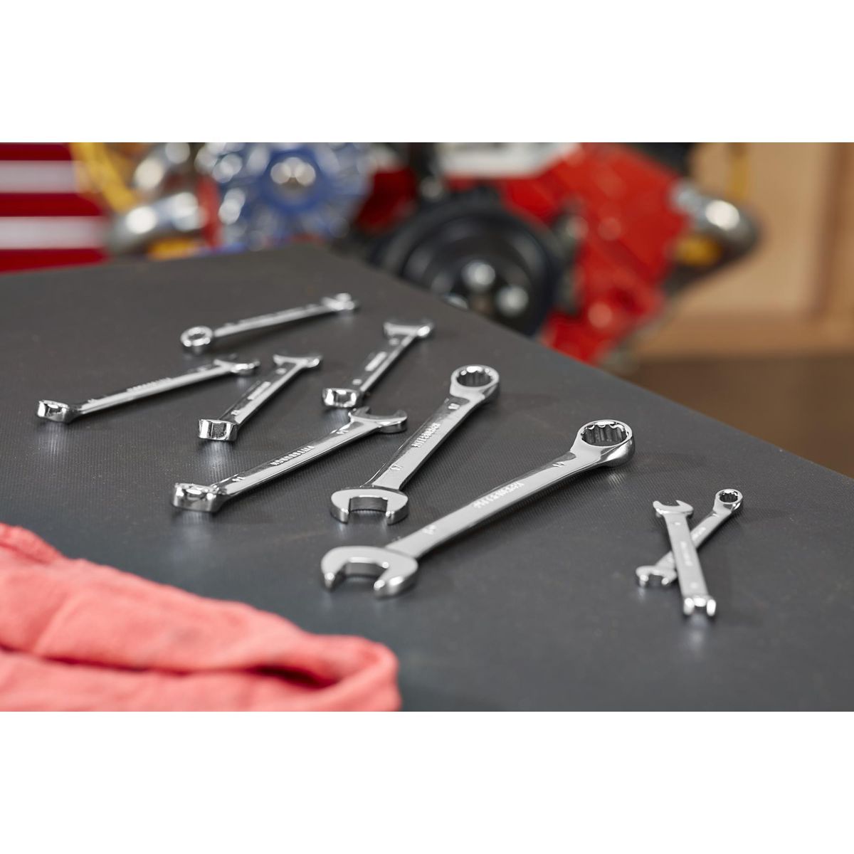 Fully Polished Metric Combination Wrench Set, 9 Piece Q69673