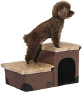 Brown Linen Foldable Pet Steps Q49456