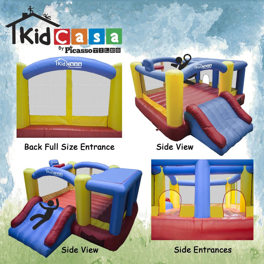 12' x 10' Inflatable Bouncer Jumping House with Basketball Rim and Slide S3303