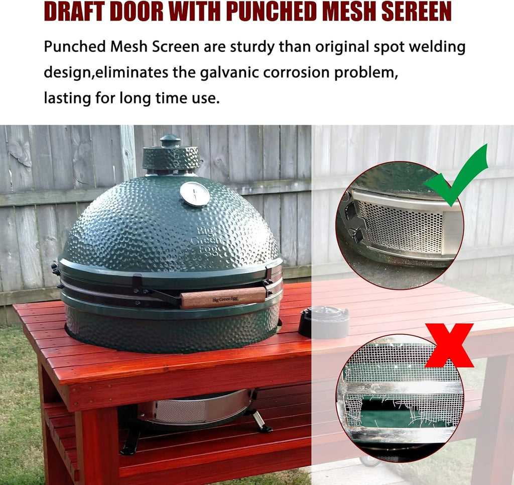 Green Egg Replacement Draft Door Screen Kit with Stainless Steel Bottom Vent G3840