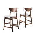 Light Beige Natural Walnut Wood Counter Stool Set of 2 J713025