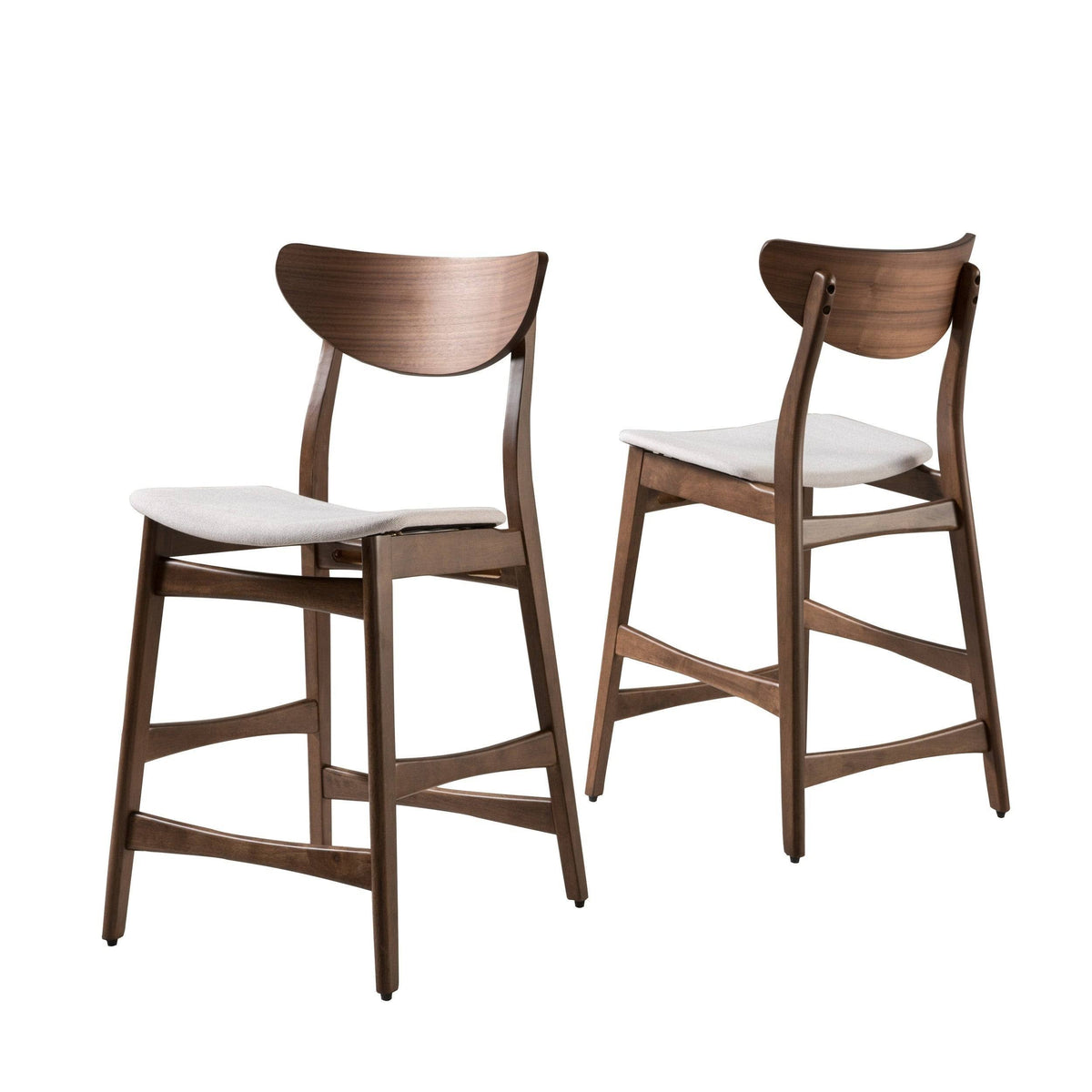 Light Beige Natural Walnut Wood Counter Stool Set of 2 J713025