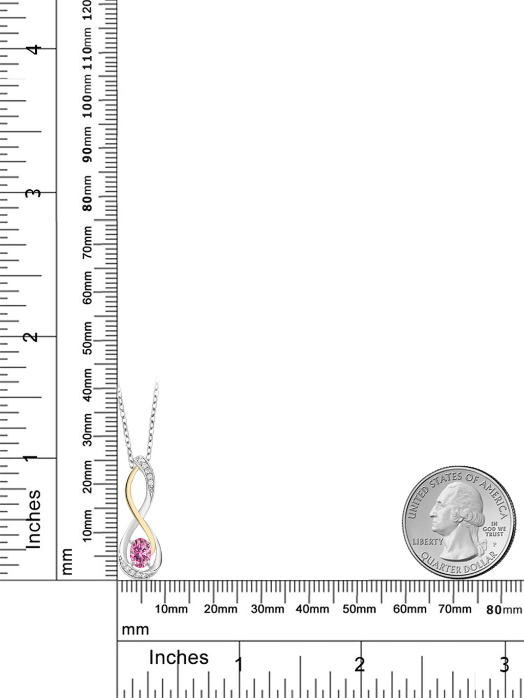 Pink Moissanite Lab Grown Diamond Infinity Pendant Necklace with Chain U70083