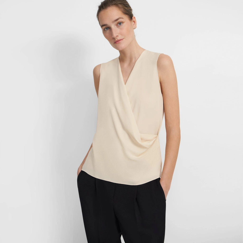 White Silk Georgette Shell Top N167800