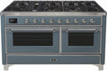 60 Dual Fuel Propane Gas Range Blue Grey Chrome Trim V513