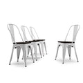 Gray Set of 4 Metal Wood Dining Chairs V2845