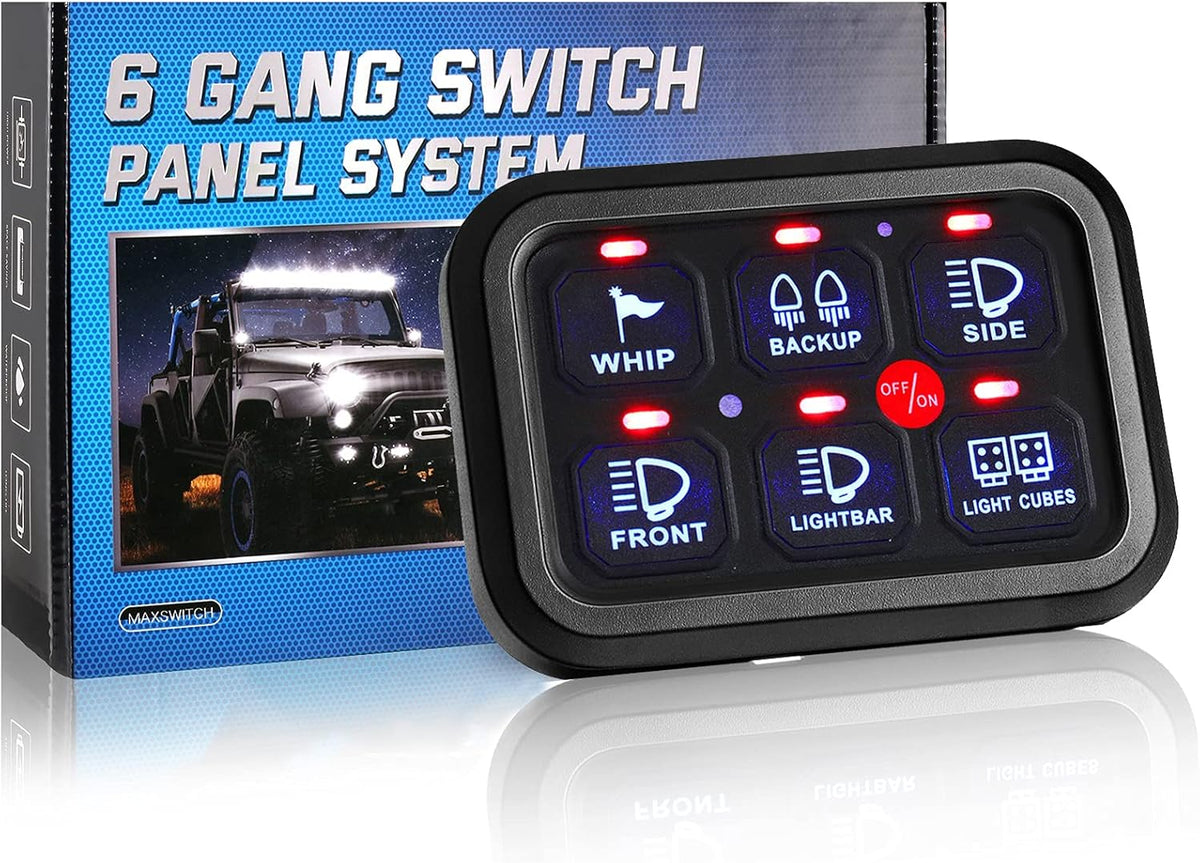 6 Gang Switch Panel Automatic Dimmable LED On-Off Car Switch Panel Button Switch Pod Touch Switch Box L9181