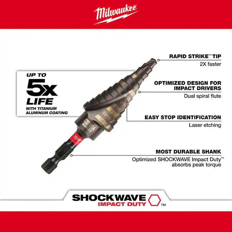 3/16 in. - 7/8 in. Titanium Step Drill Bit V3336
