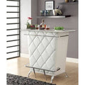 White and Chrome Tufted Bar Table W26957
