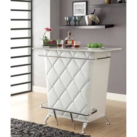 White and Chrome Tufted Bar Table W26957