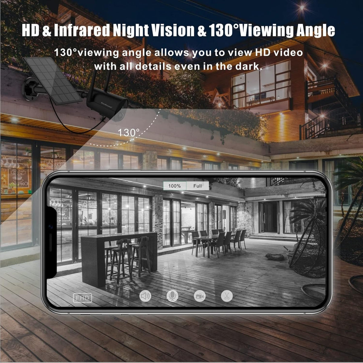 1080P Solar WiFi Wireless Security Camera with Night Vision J253