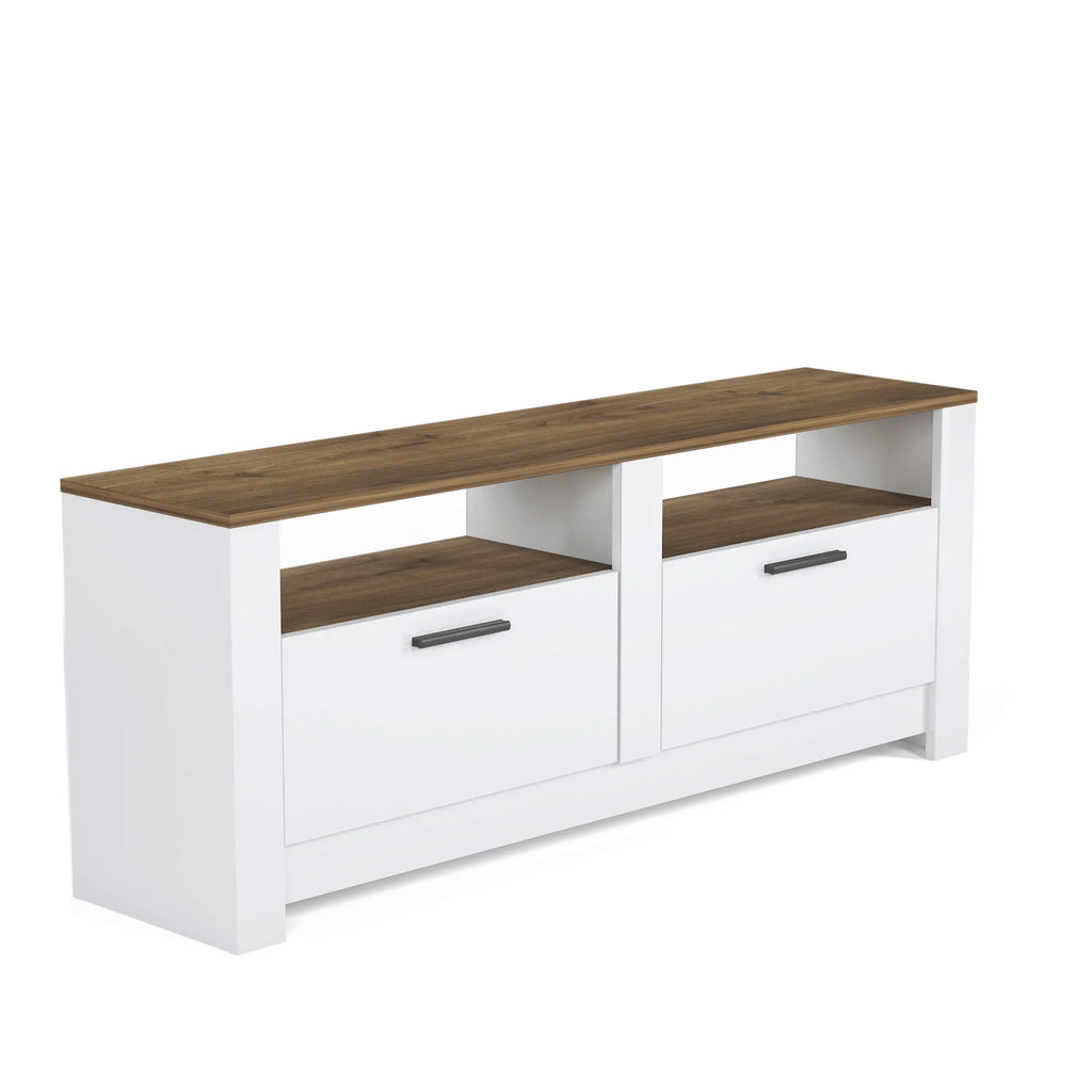 White and Oak 57 Inch 2 Drawer TV Stand K1693