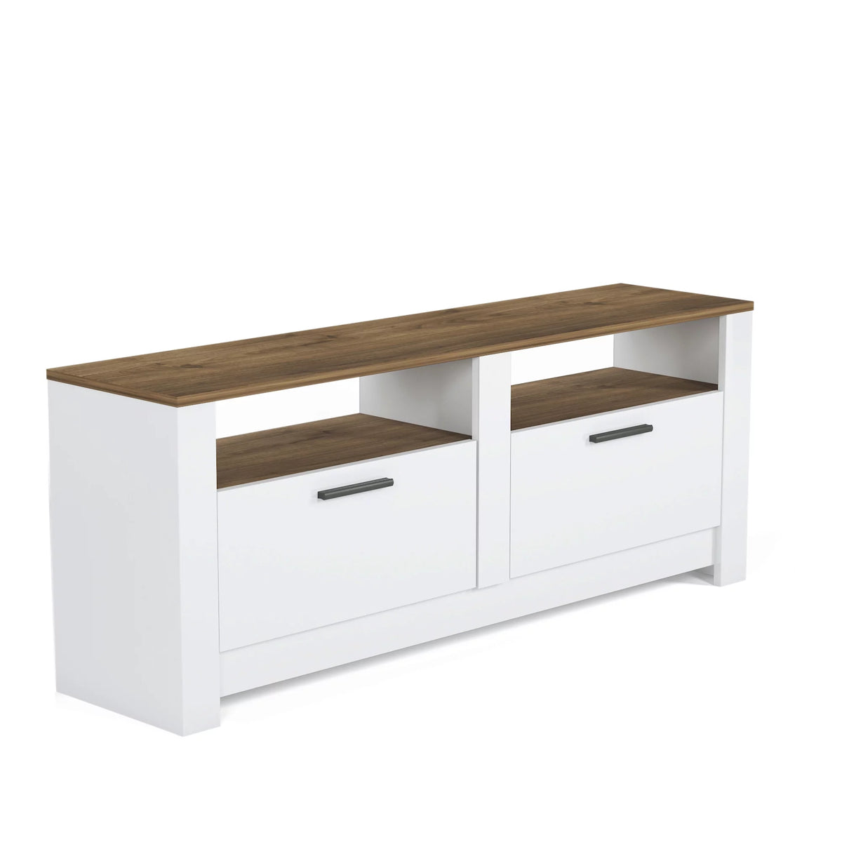 White and Oak 57 Inch 2 Drawer TV Stand K1693