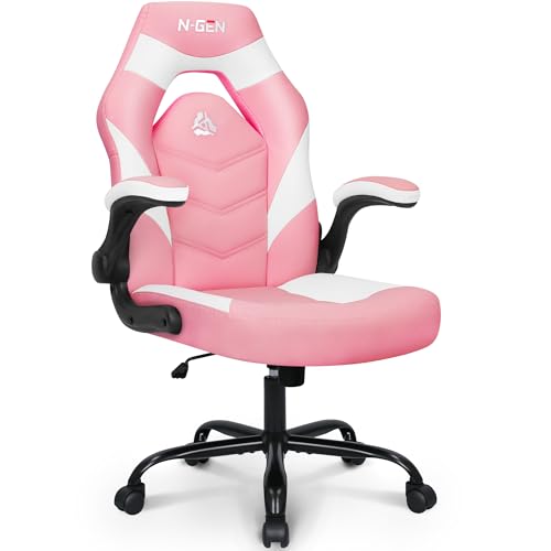 Pink Ergonomic PU Leather Computer Chair with Lumbar Support Z605