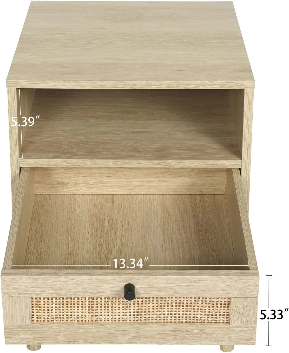 Rattan End Table with 1 Drawer and Open Storage Shelf A370329
