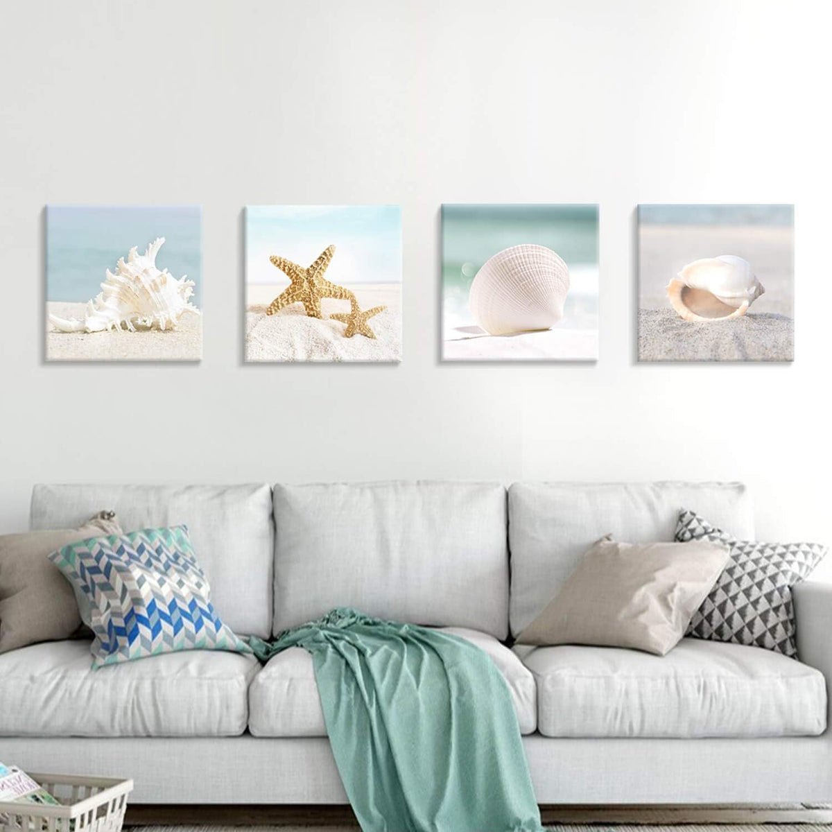 Starfish & Seashells Canvas Wall Art, 4 Pcs, Multi-Sized E231686
