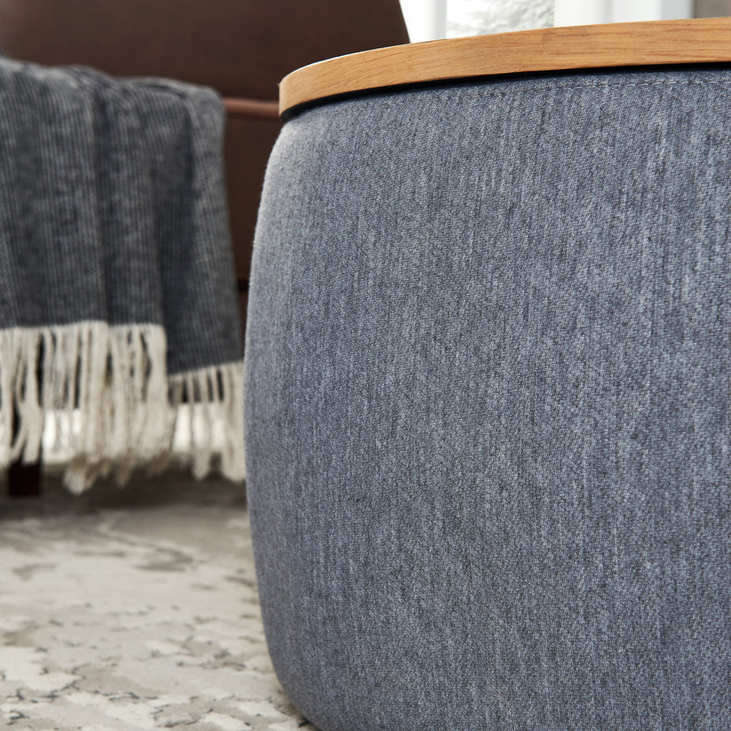 Dark Gray Round Storage Ottoman J975