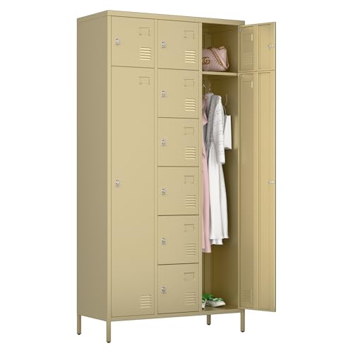 72" H Metal Storage Lockers with Doors and Rod, 7+1 Doors, Camel P2286