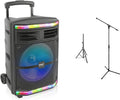 Portable Bluetooth PA Speaker System with Rechargeable Battery and Rolling Wheels T892247