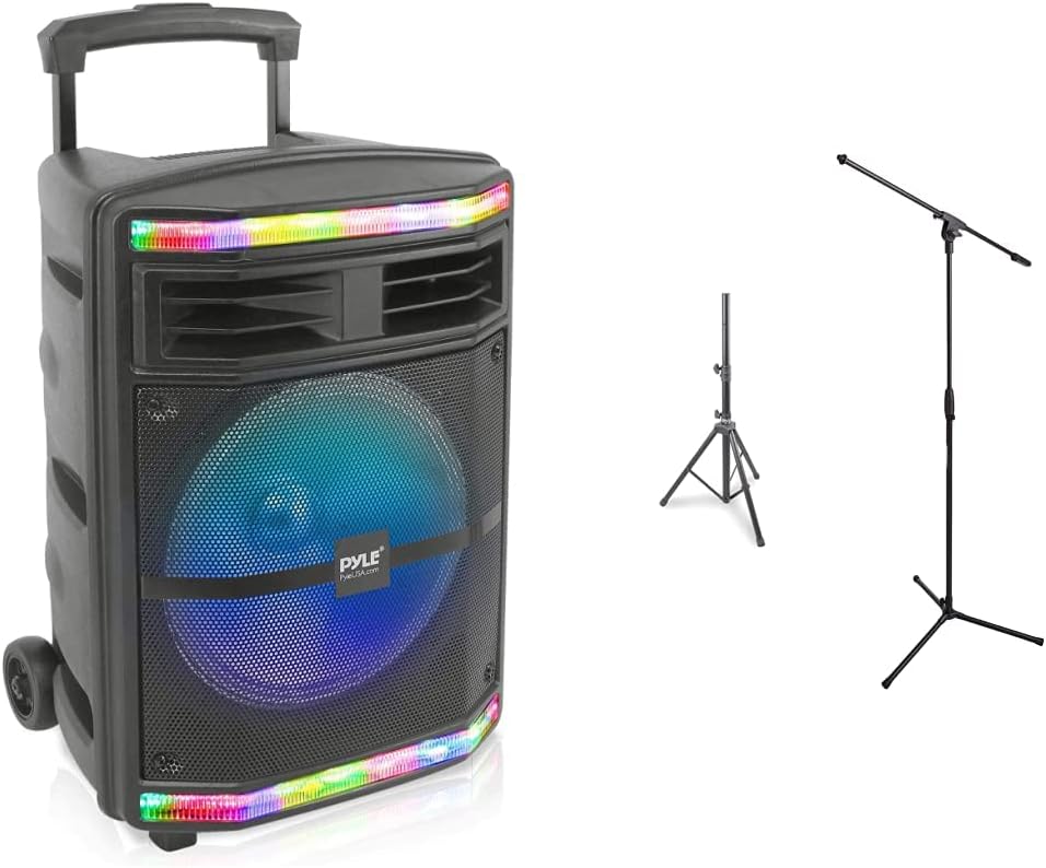 Portable Bluetooth PA Speaker System with Rechargeable Battery and Rolling Wheels T892247