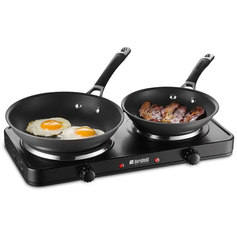 Electric Double Burner Cast Iron Hot Plate Black 2 Pack G492672