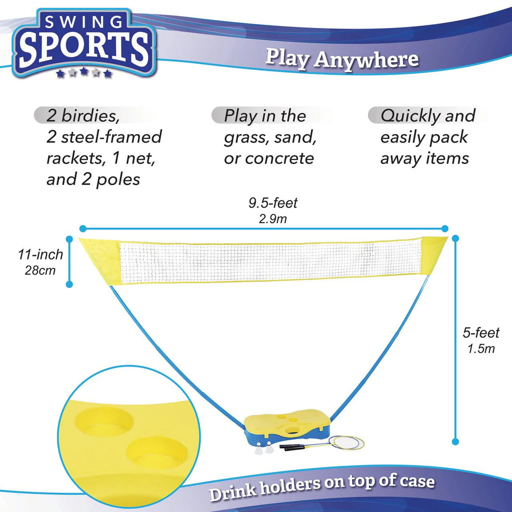 Outdoor Badminton Set with Net Rackets and Birdies K894802