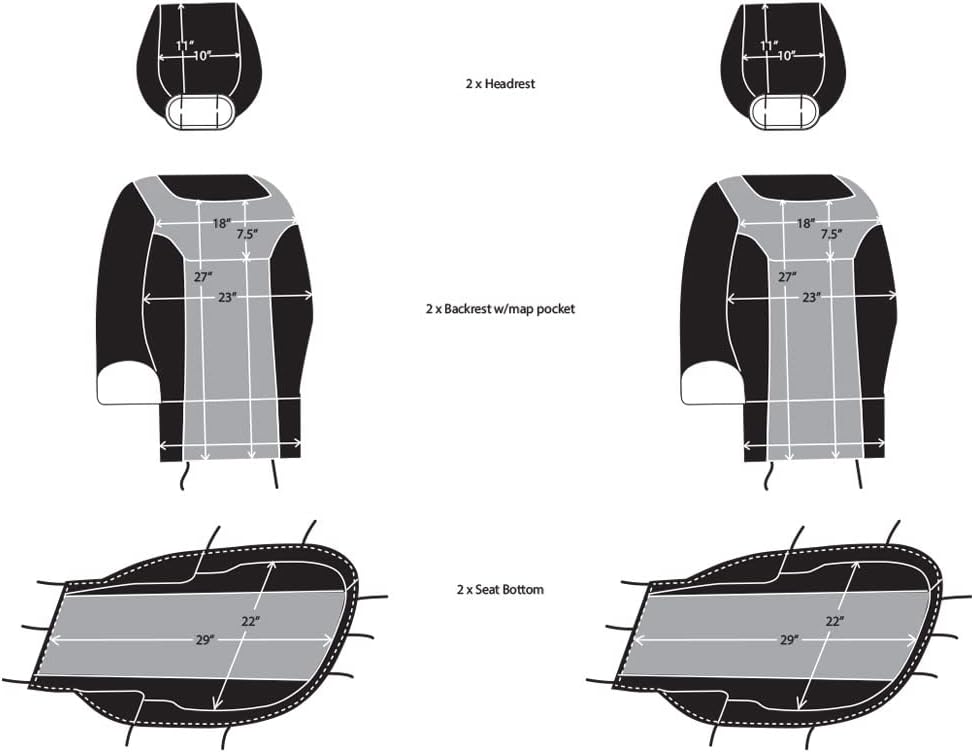 Gray & Black Neoprene Front Seat Covers F12659